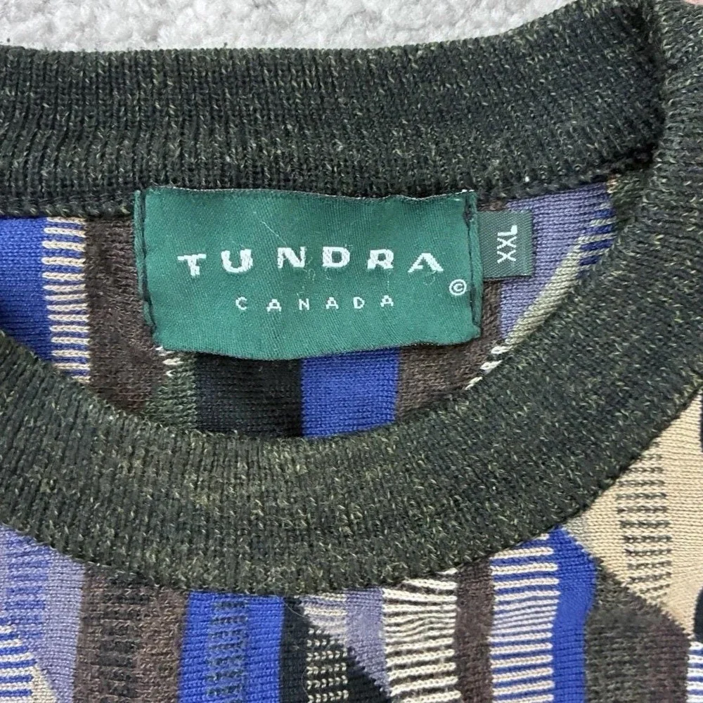VTG 90s Tundra Canada 3D Knit Sweater Men XXL Coogi Style Geometric Textured